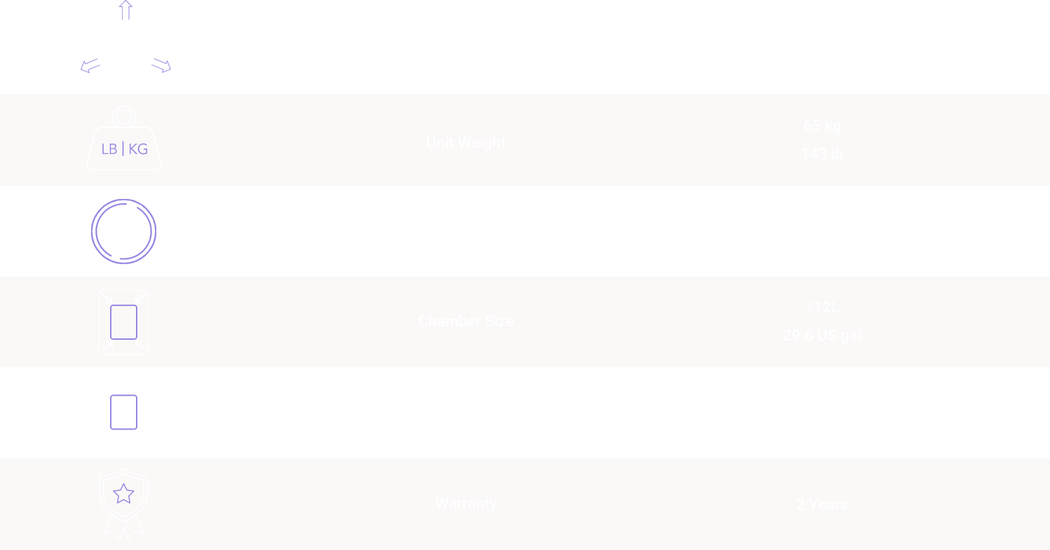 Product Specification table